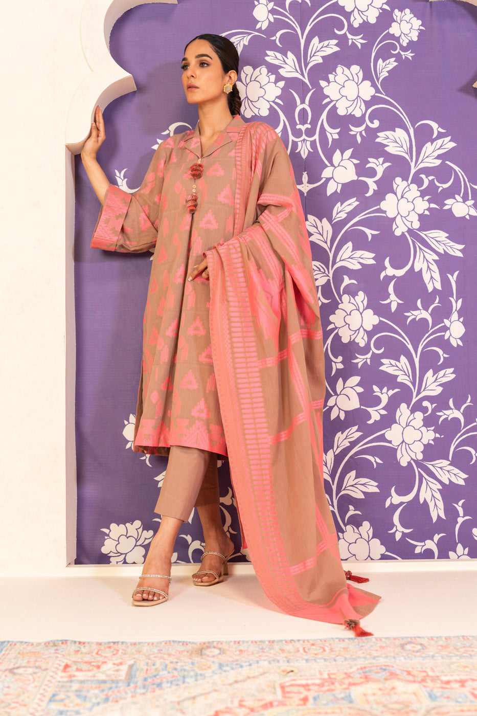 3 Pc Jacquard Suit With Jacquard Dupatta