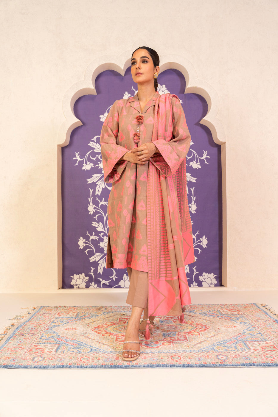 3 Pc Jacquard Suit With Jacquard Dupatta