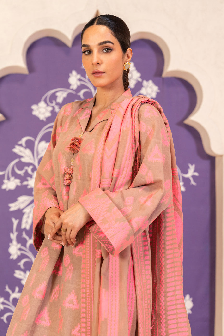 3 Pc Jacquard Suit With Jacquard Dupatta