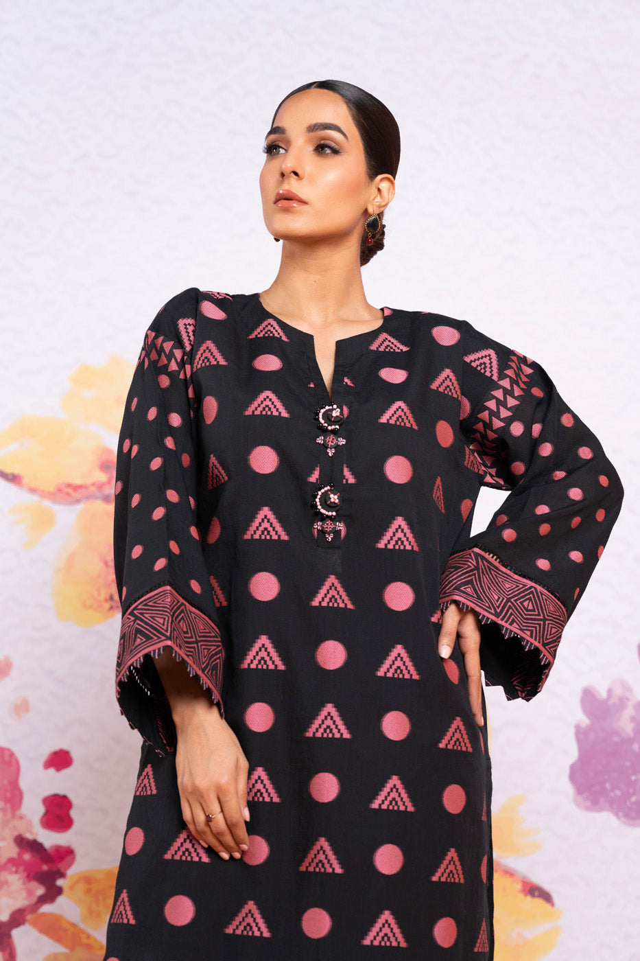 2 Pc Jacquard Suit With Cambric Trouser