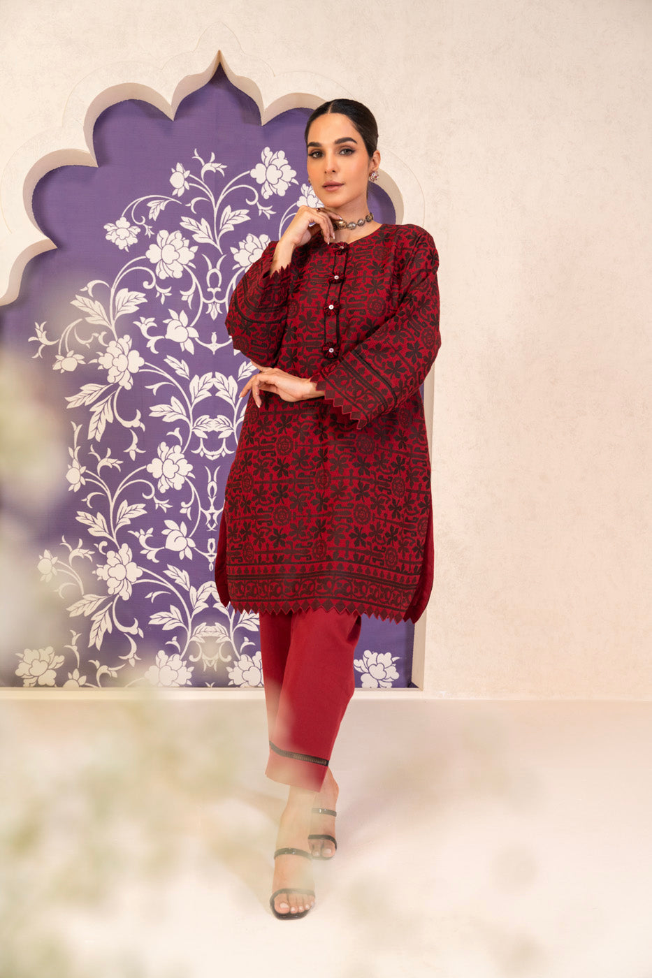 2 Pc Jacquard Suit With Dyed Cambric Trouser