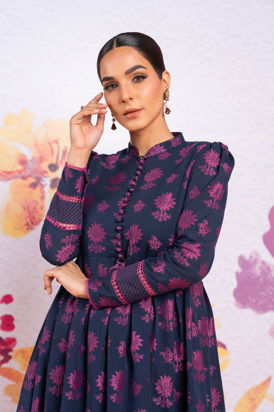 2 Pc Jacquard Suit With Cambric Trouser