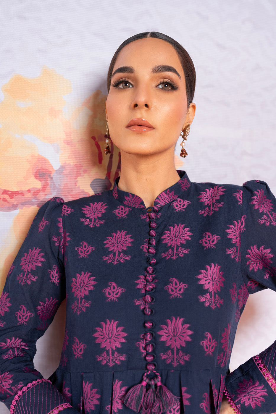 2 Pc Jacquard Suit With Cambric Trouser