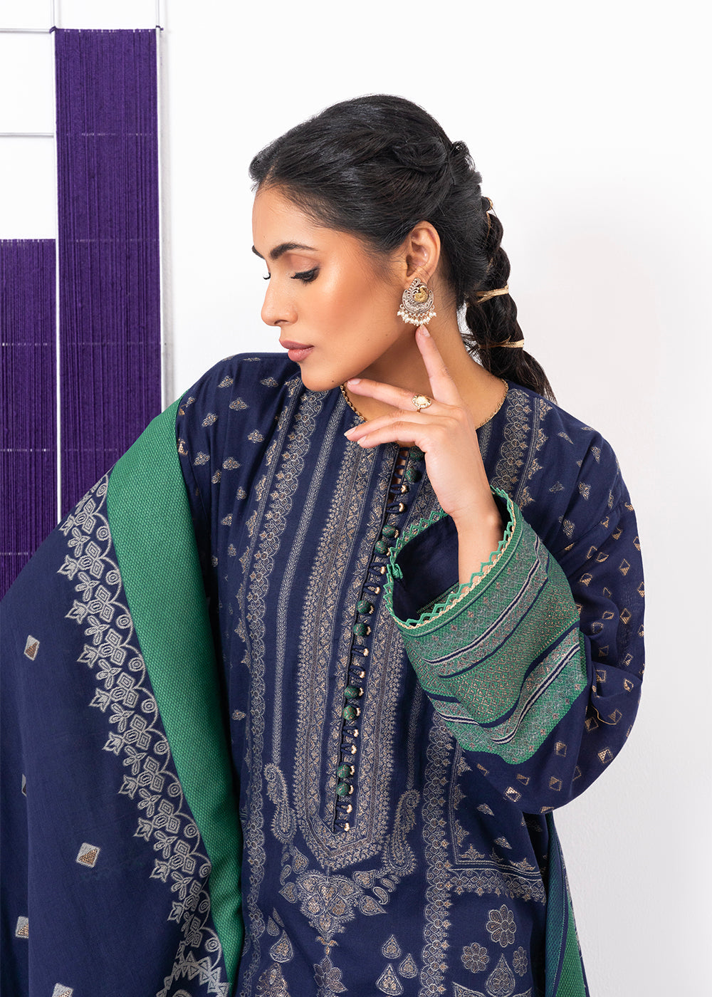3 Pc Jacquard Suit With Jacquard Dupatta