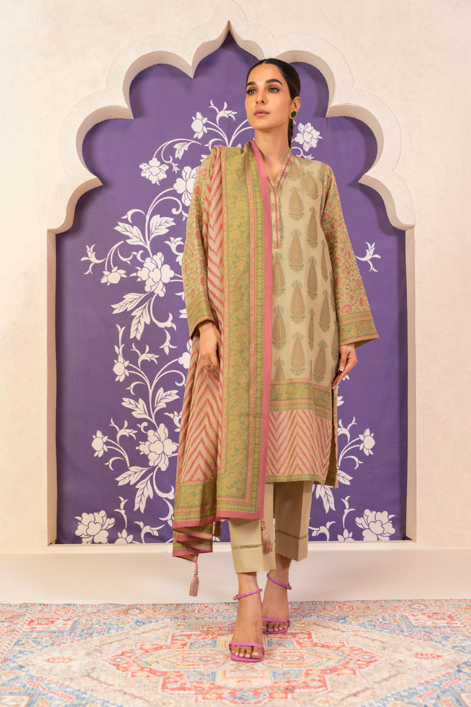3 Pc Jacquard Suit With Jacquard Dupatta