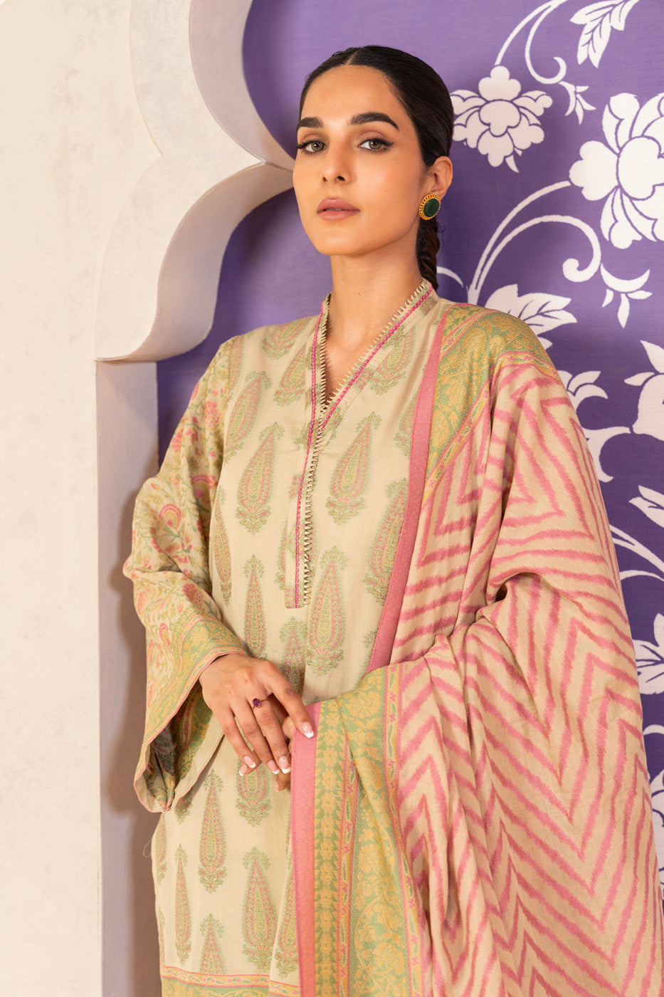 3 Pc Jacquard Suit With Jacquard Dupatta