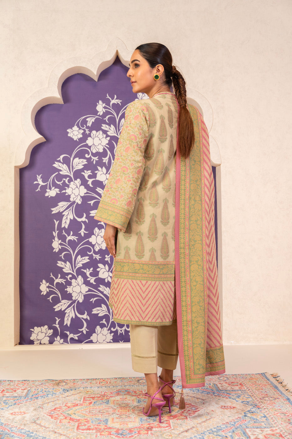 3 Pc Jacquard Suit With Jacquard Dupatta