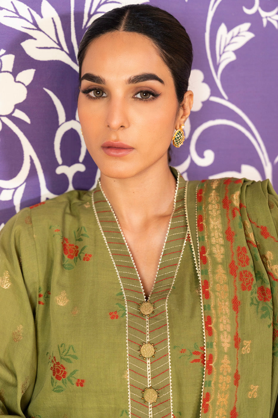 3 Pc Jacquard Suit With Jacquard Dupatta