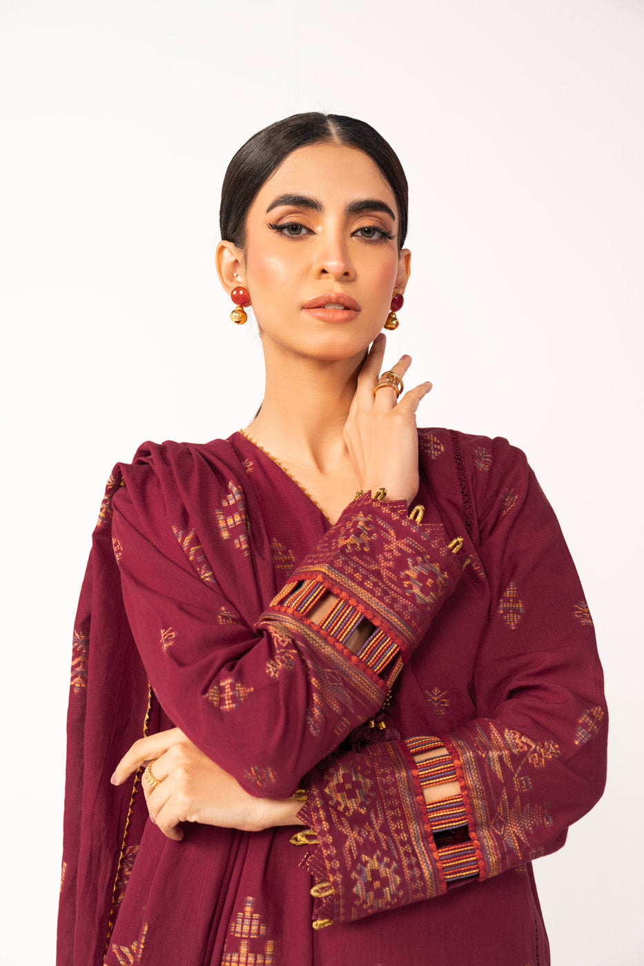 3 Pc Jacquard Suit With Jacquard Dupatta
