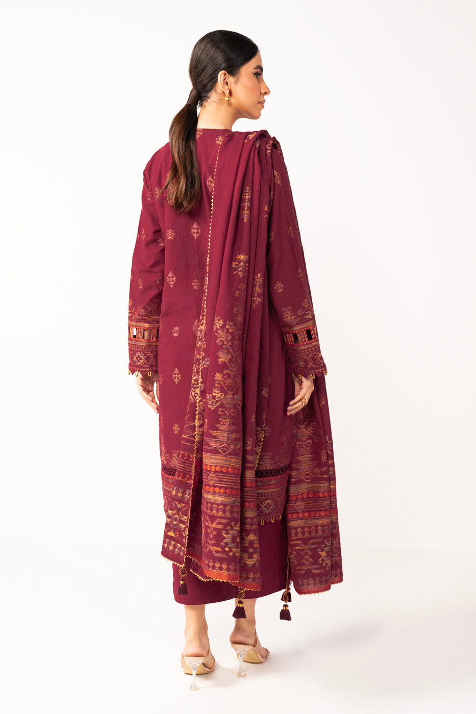 3 Pc Jacquard Suit With Jacquard Dupatta