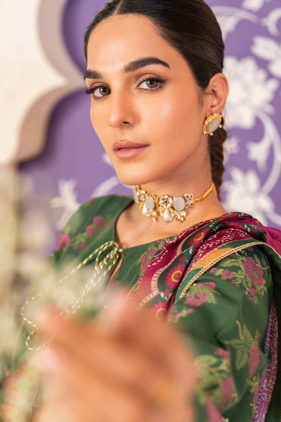 3 Pc Jacquard Suit With Masoori Dupatta