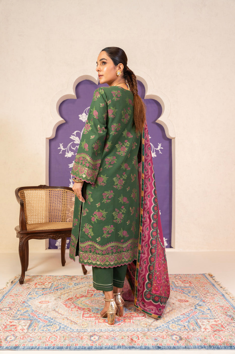 3 Pc Jacquard Suit With Masoori Dupatta