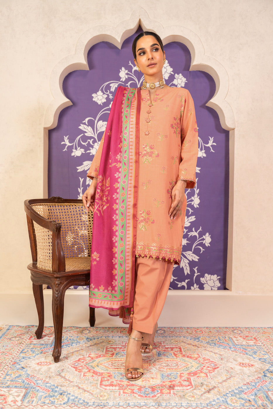 3 Pc Jacquard Suit With Masoori Dupatta