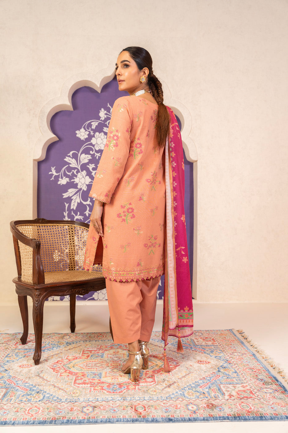 3 Pc Jacquard Suit With Masoori Dupatta