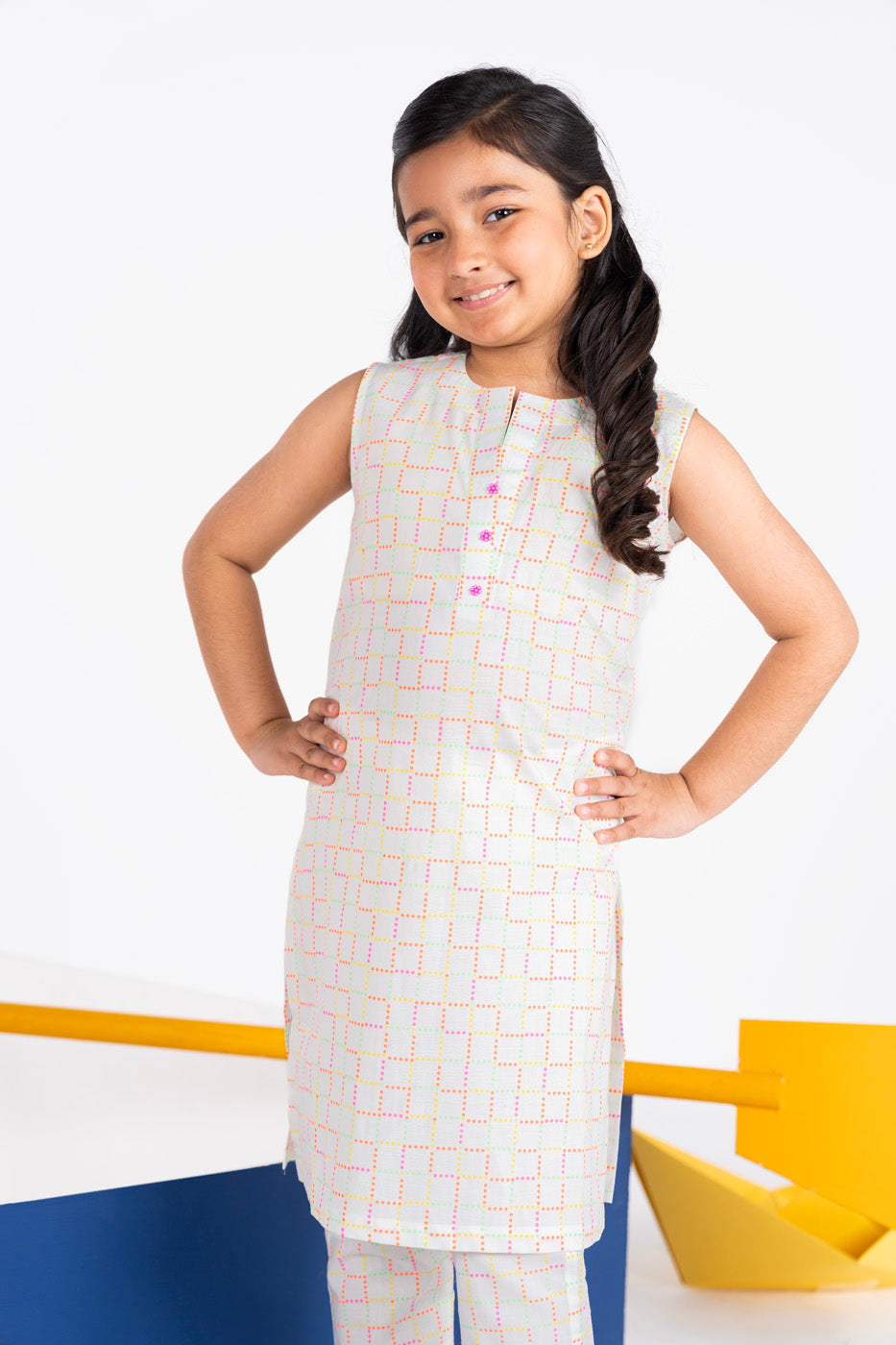 2 PC Printed Slub Outfit