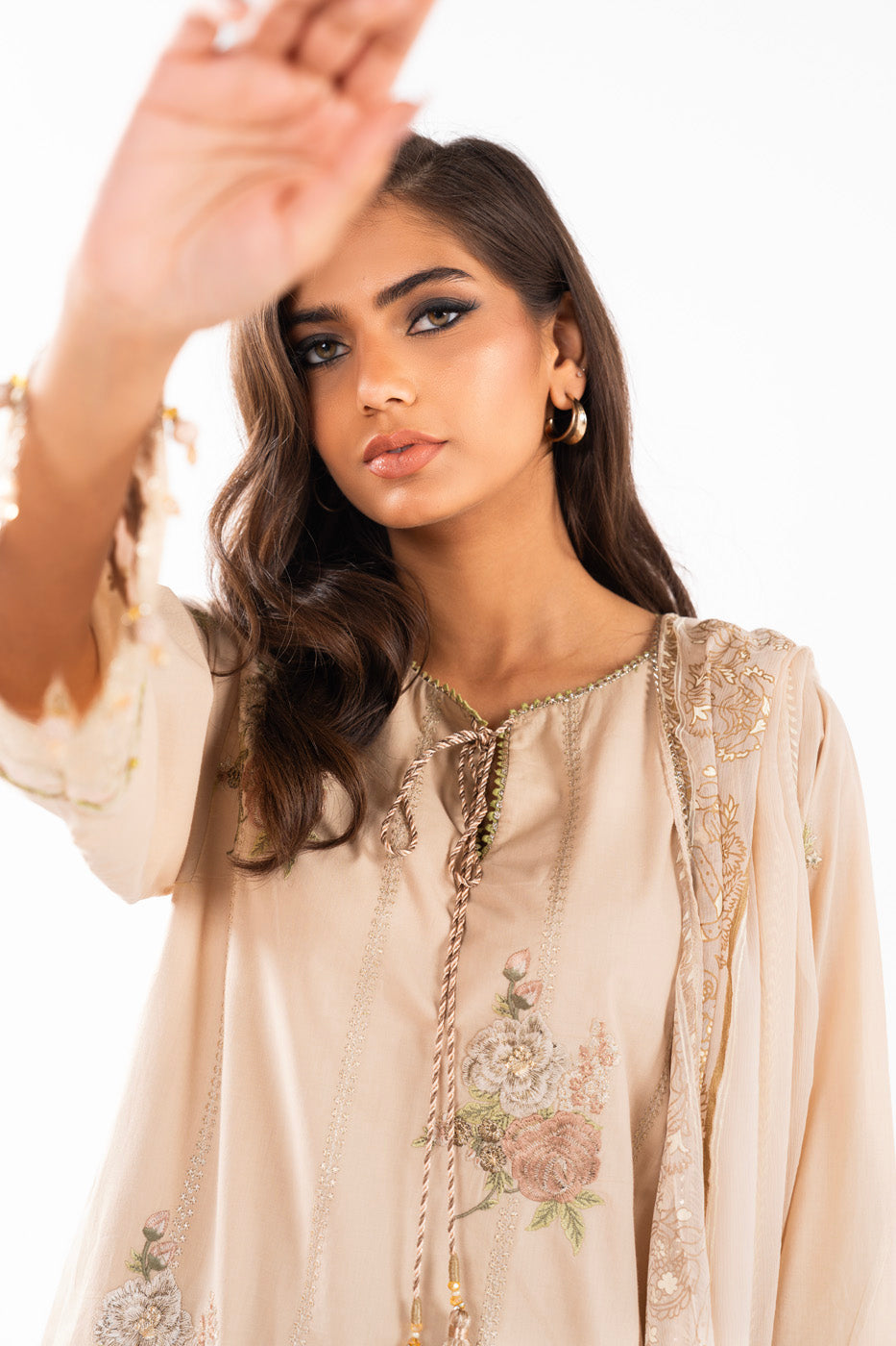 3 Pc Embroidered Lawn Suit With Poly Chiffon Dupatta
