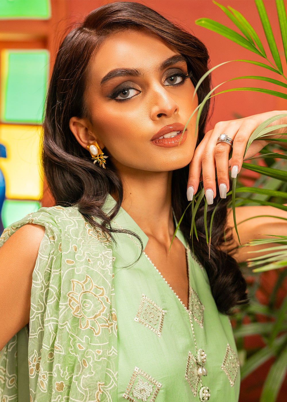 3 Pc Embroidered Lawn Suit With Poly Chiffon Dupatta