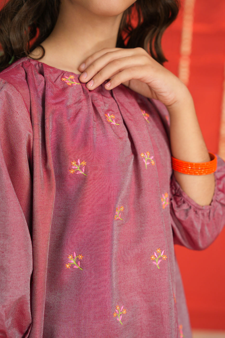 Dyed Embroidered Chambray Shirt