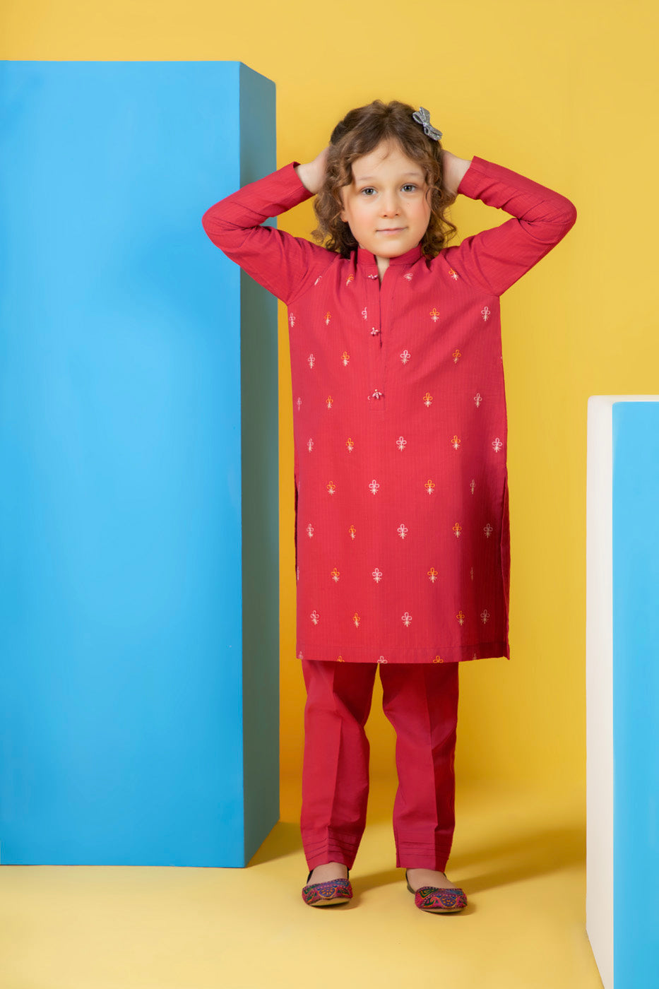 2 PC  Embroidered Dobby Outfit