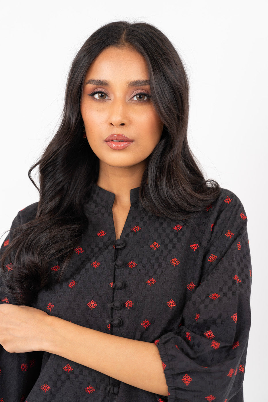 Dyed Embroidered Jacquard Shirt