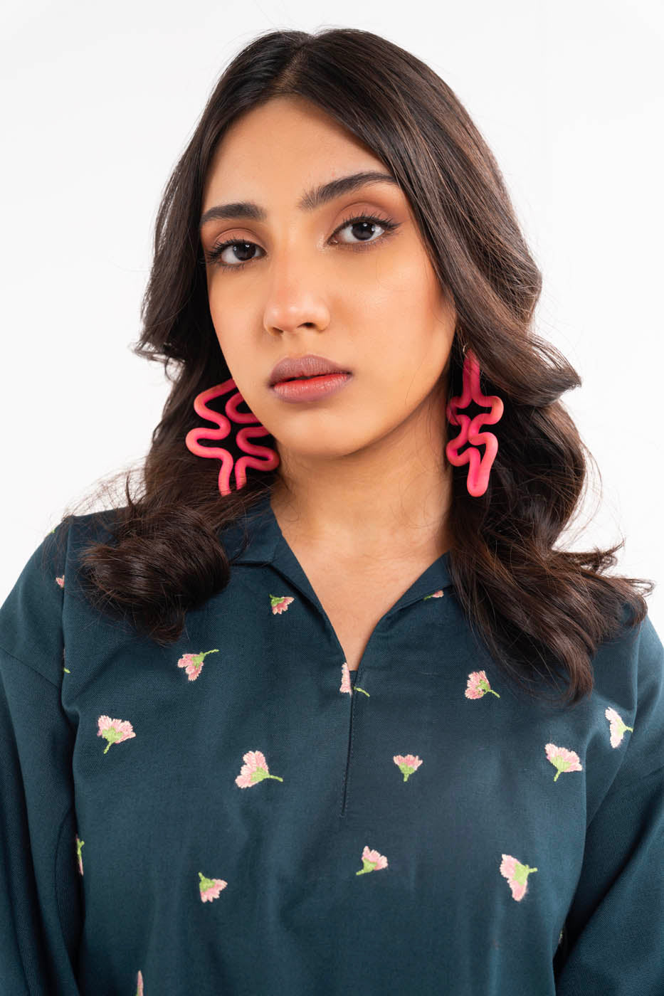 Dyed Embroidered Khaddar Shirt