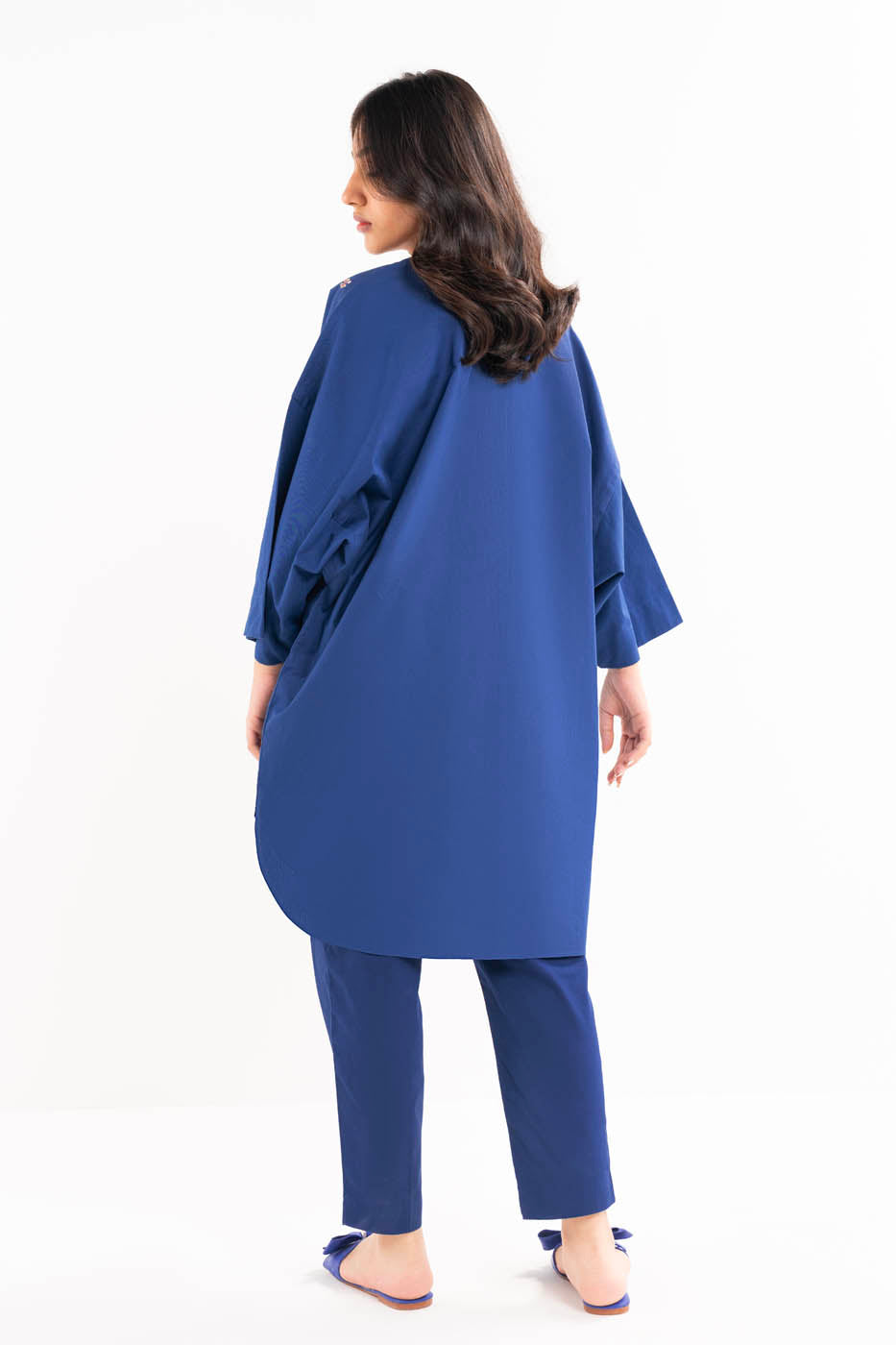 Dyed Embroidered Cambric Shirt