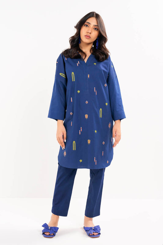 Dyed Embroidered Cambric Shirt