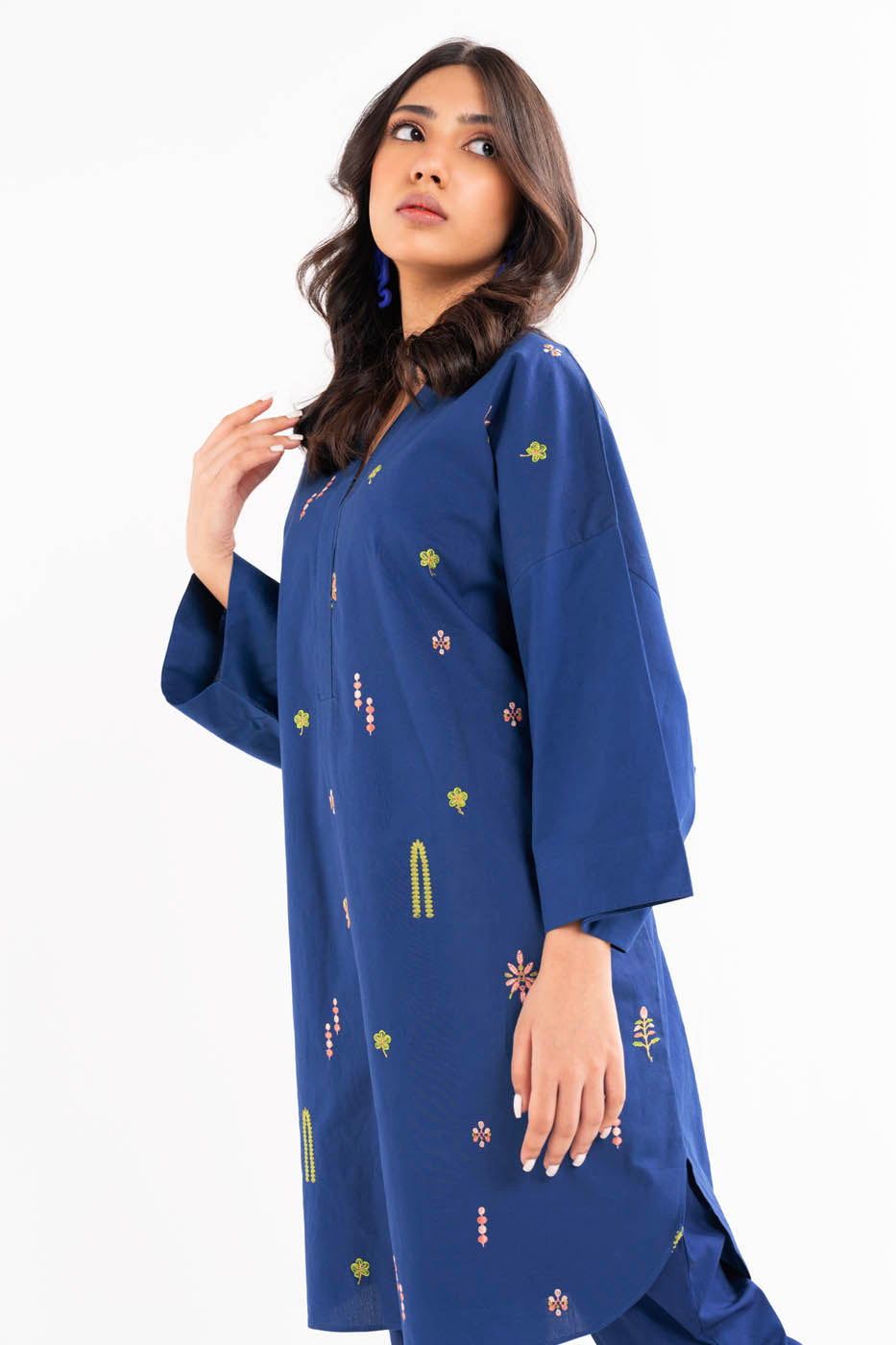 Dyed Embroidered Cambric Shirt