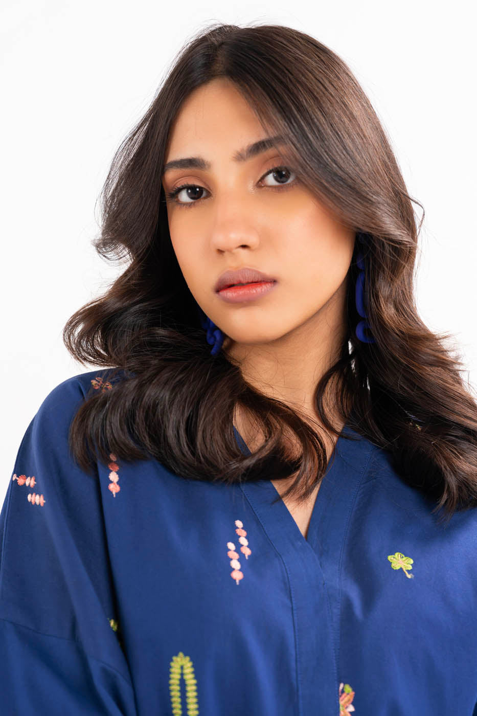 Dyed Embroidered Cambric Shirt