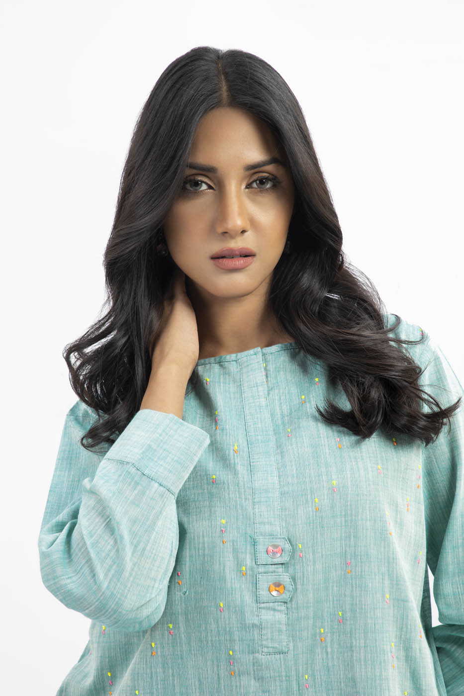 Dyed Embroidered Yarn Shirt