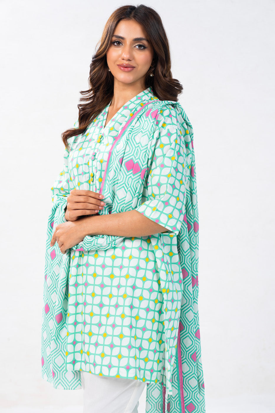 3 PC Printed Cambric Outfit