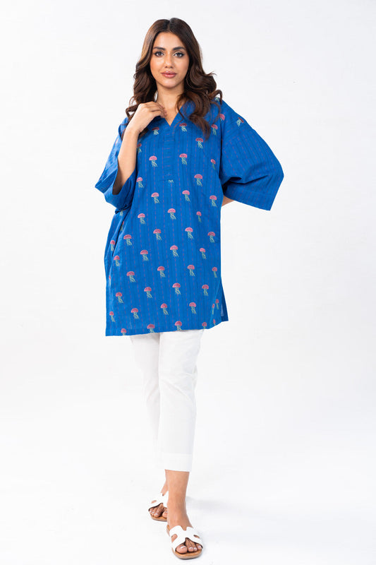 Dyed Embroidered Dobby Kurti