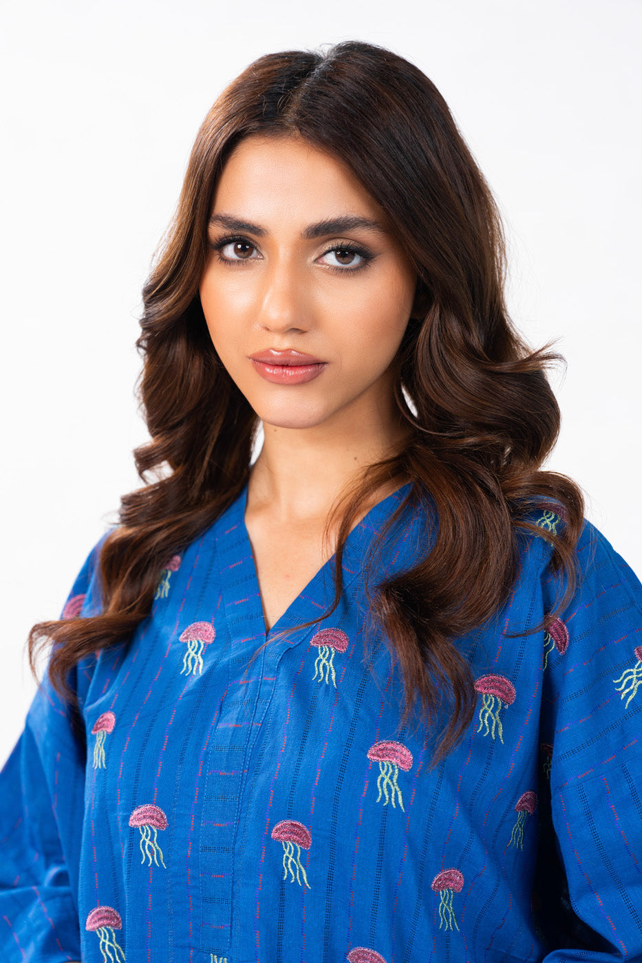 Dyed Embroidered Dobby Kurti