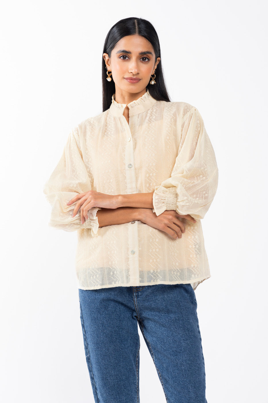 Dyed Embroidered Cotton Shirt