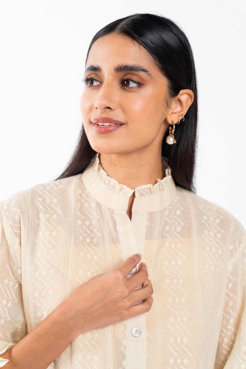 Dyed Embroidered Cotton Shirt