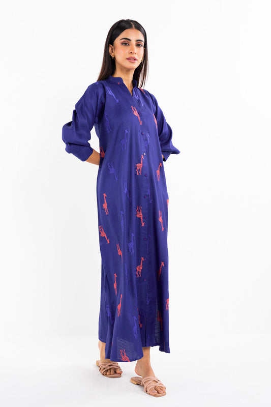 Dyed Embroidered Dobby Dress