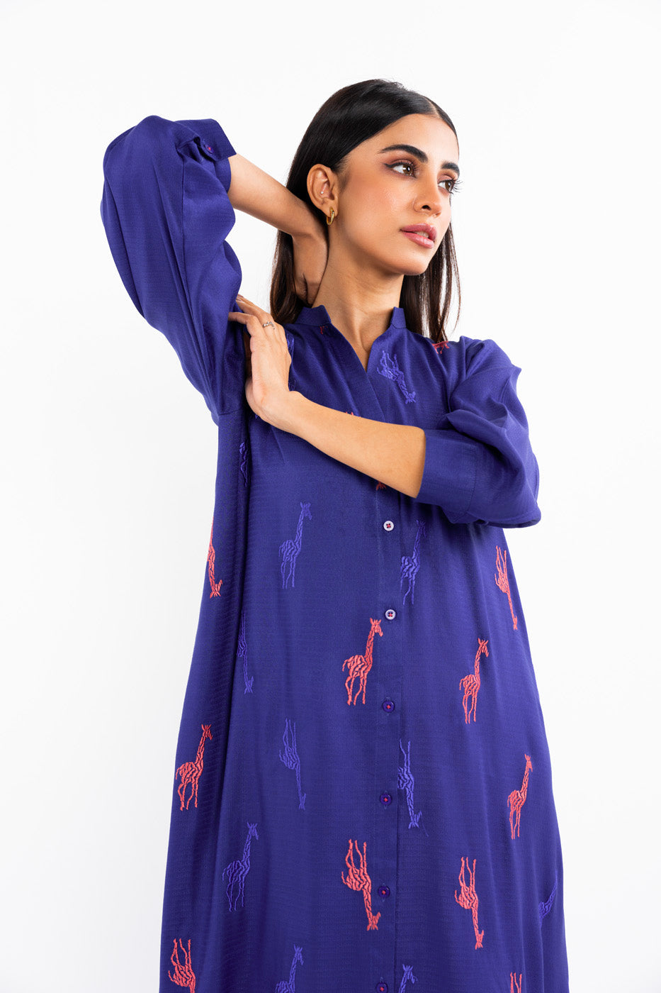 Dyed Embroidered Dobby Dress