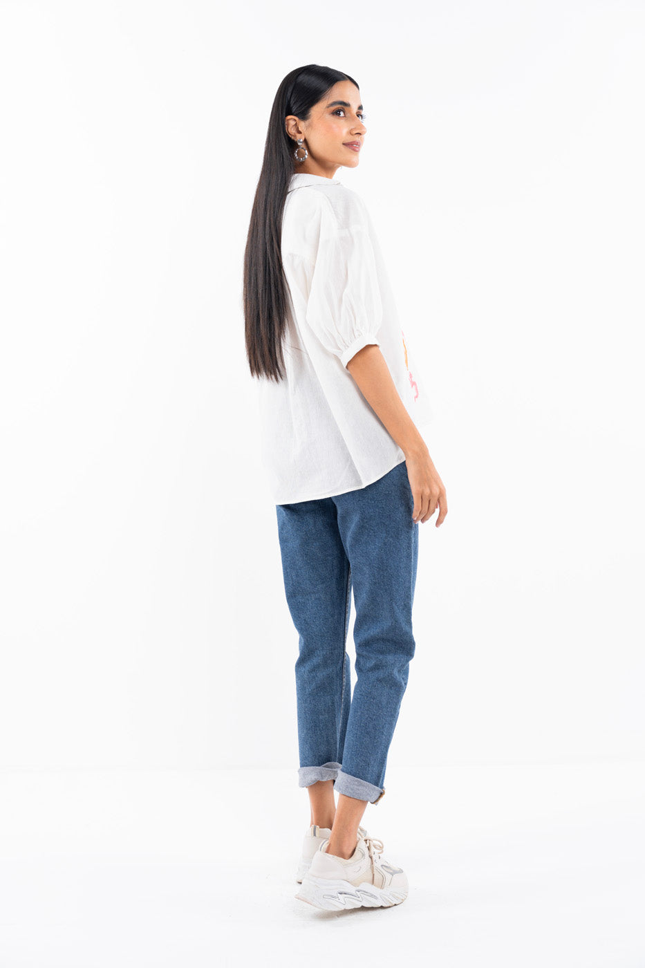 Dyed Embroidered Cotton Shirt