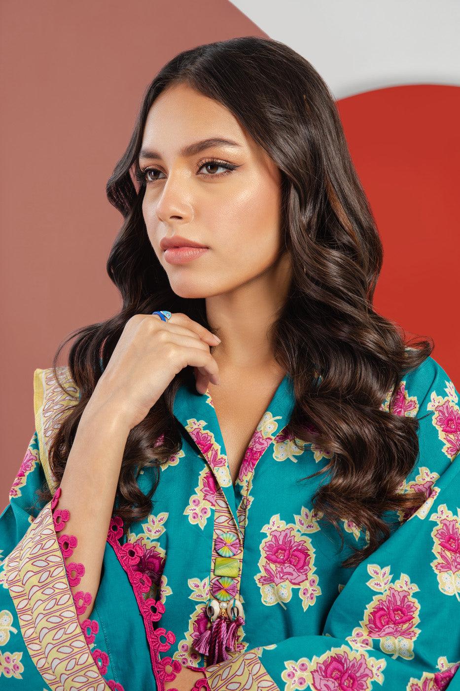 3 Pc Printed Cambric Suit With Doria Dupatta