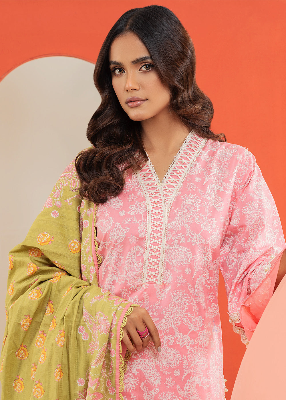 2 Pc Printed Cambric Suit With Broshia Dupatta