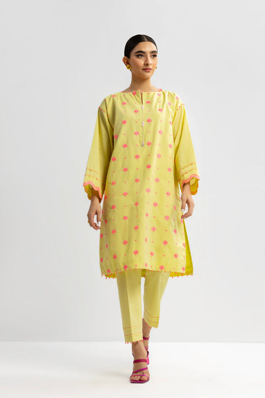 2 Pc Embroidered Chambre Suit With Chambre Trouser