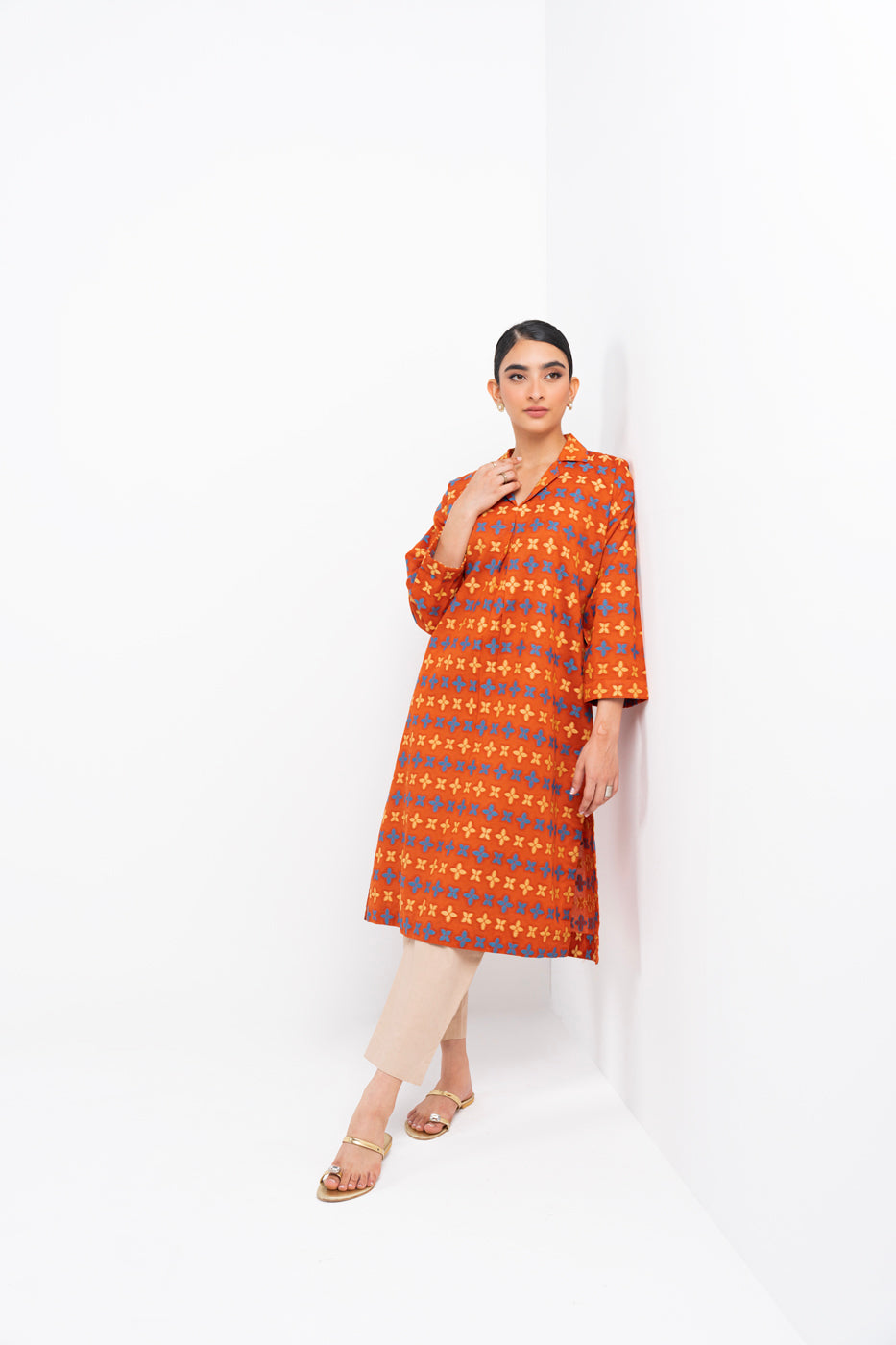 Dyed Jacquard Kurti