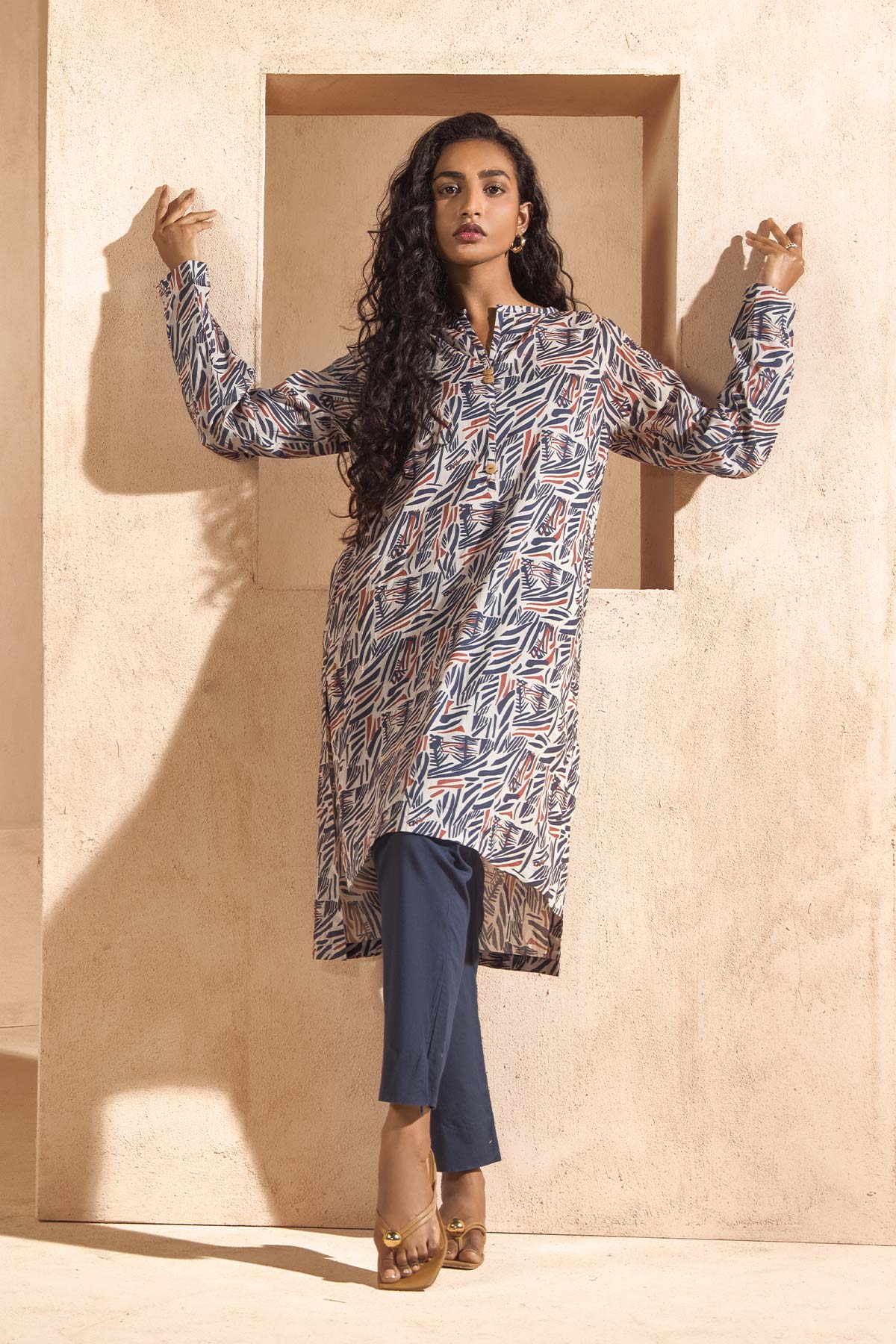 Printed Dobby Kurti