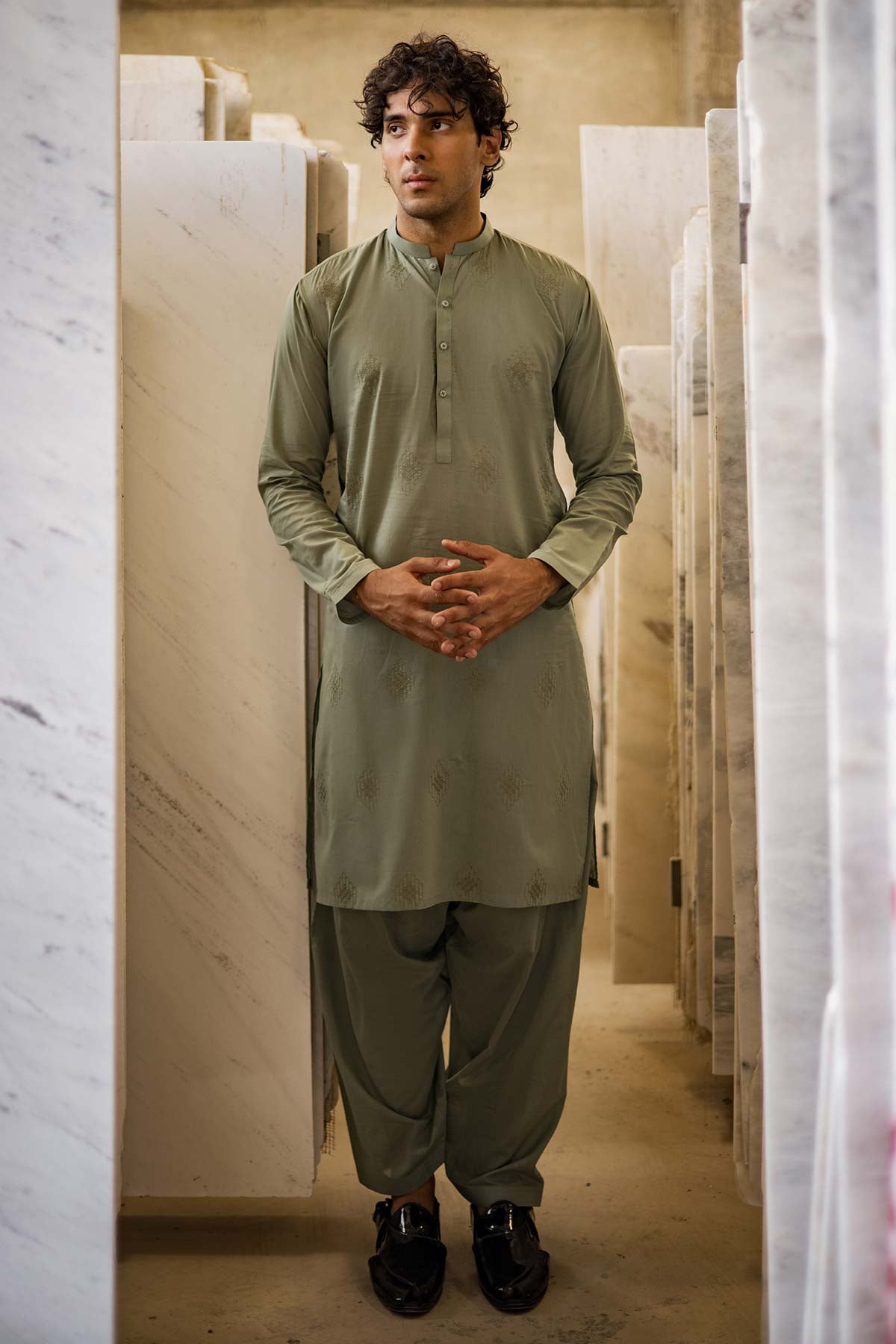 Dyed Embroidered Lawn Kurta Shalwar