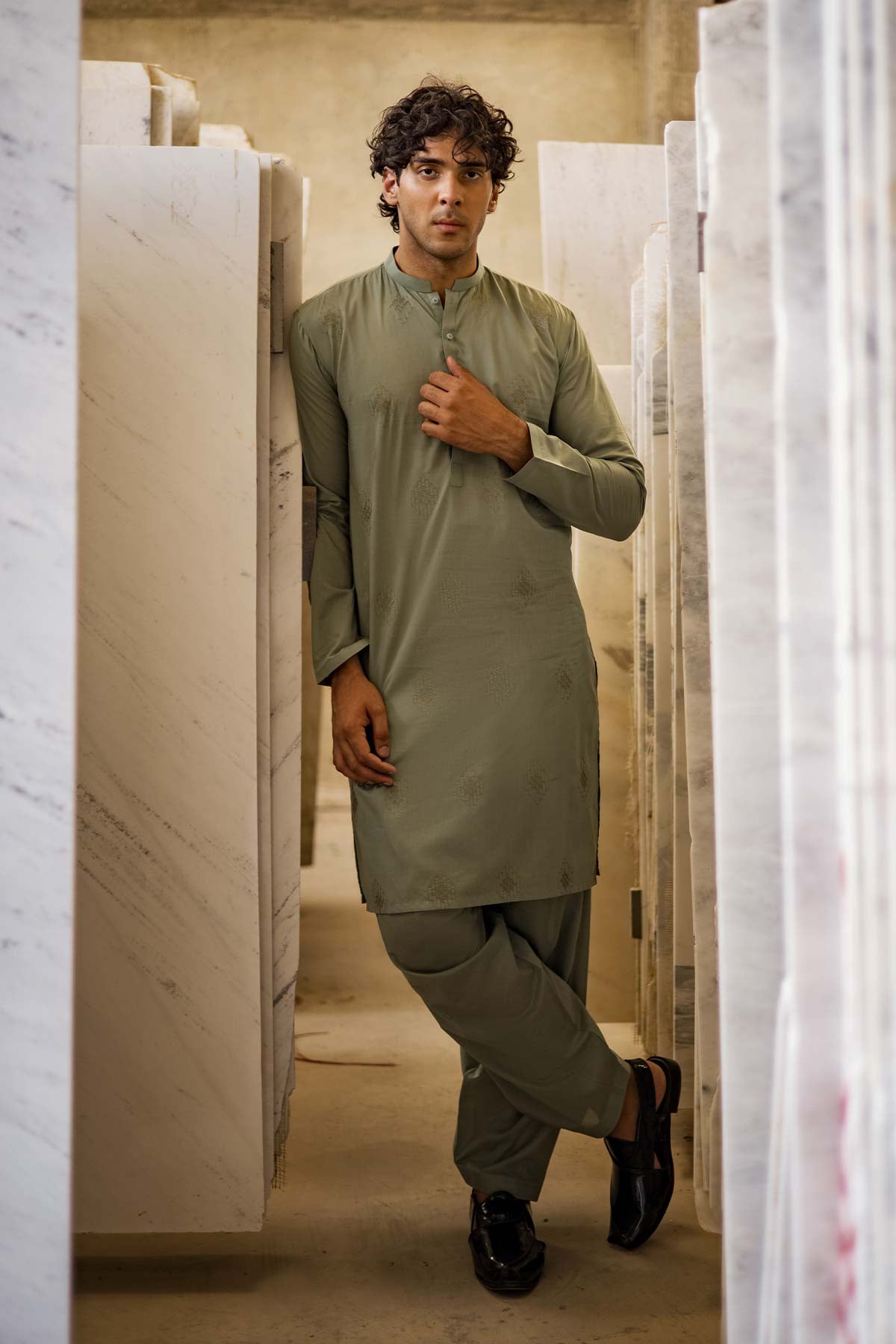 Dyed Embroidered Lawn Kurta Shalwar