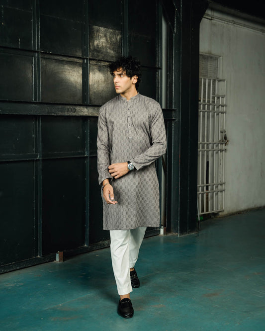 Dyed Jacquard Kurta