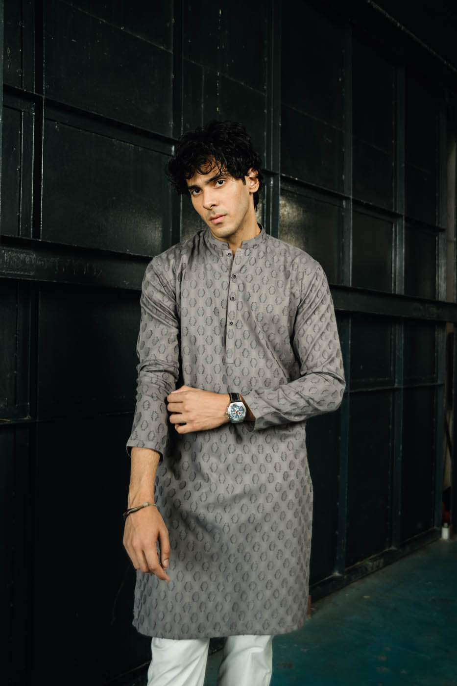 Dyed Jacquard Kurta