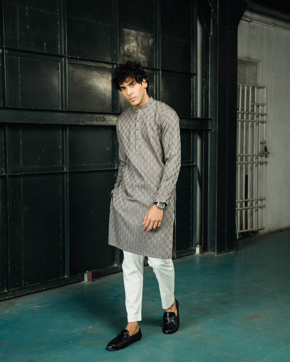 Dyed Jacquard Kurta