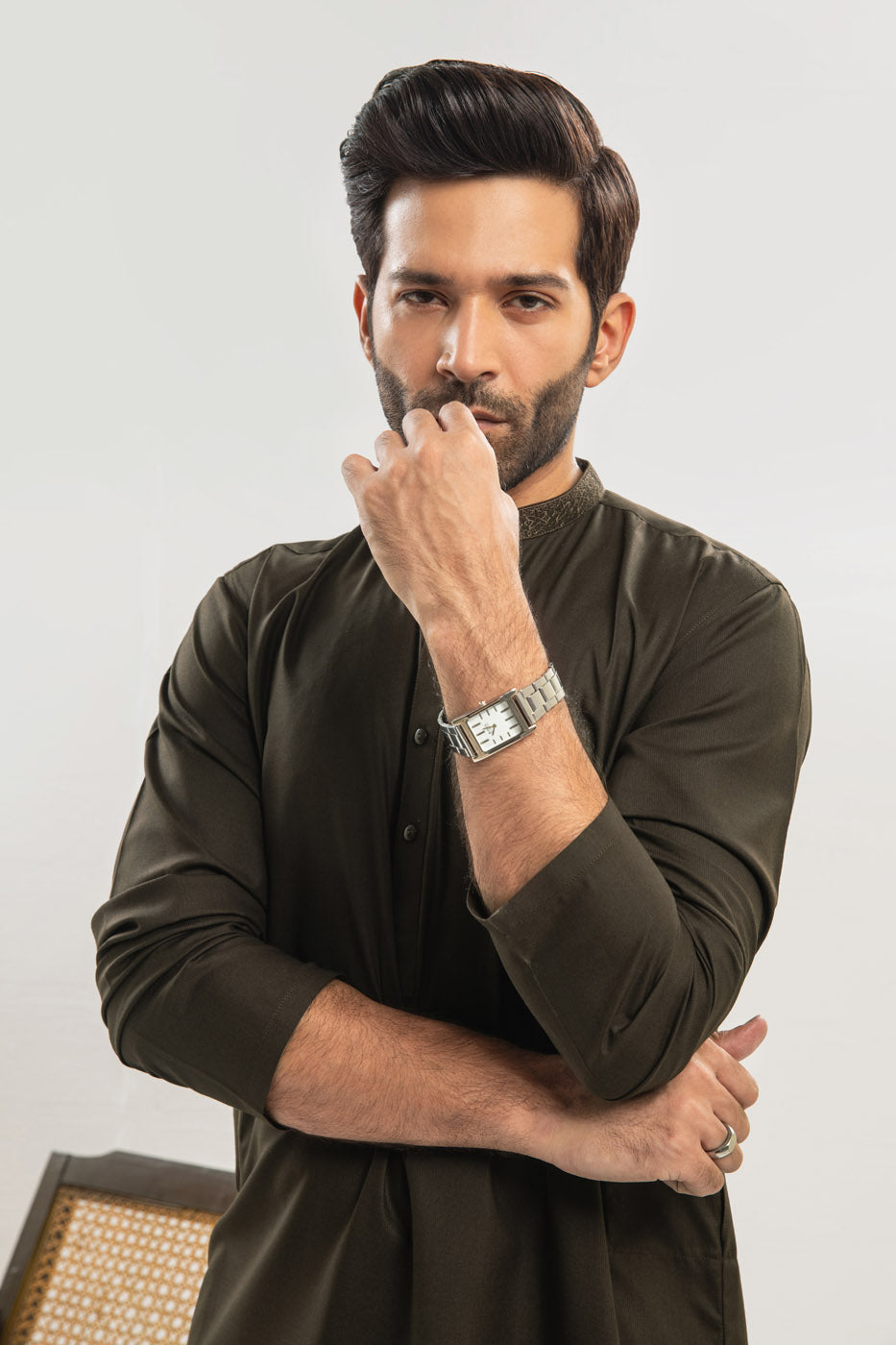 Dyed Embroidered Blended Kurta