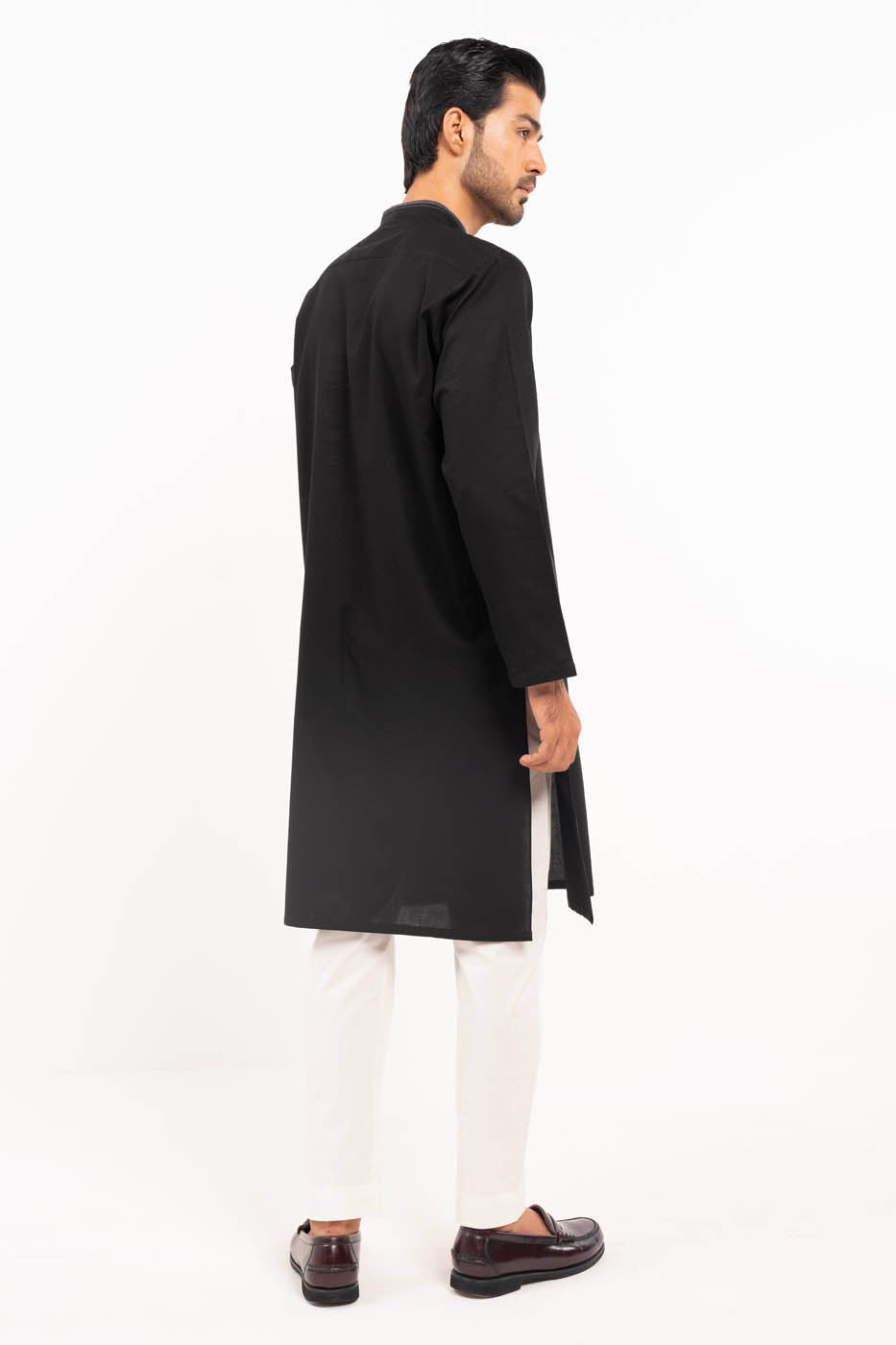 Dyed Embroidered Cotton Kurta
